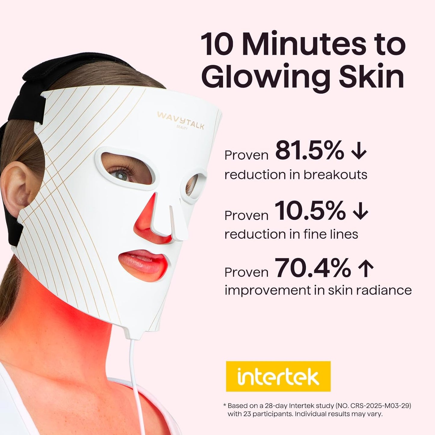 wavytalk Red Light Therapy Mask for Face, Glow Time LED Face Mask
