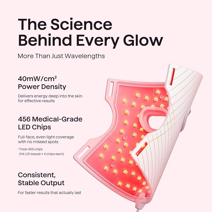 wavytalk Red Light Therapy Mask for Face, Glow Time LED Face Mask